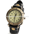 Vintage estilo Unisex Relojes Hombres Reloj de cuero genuino